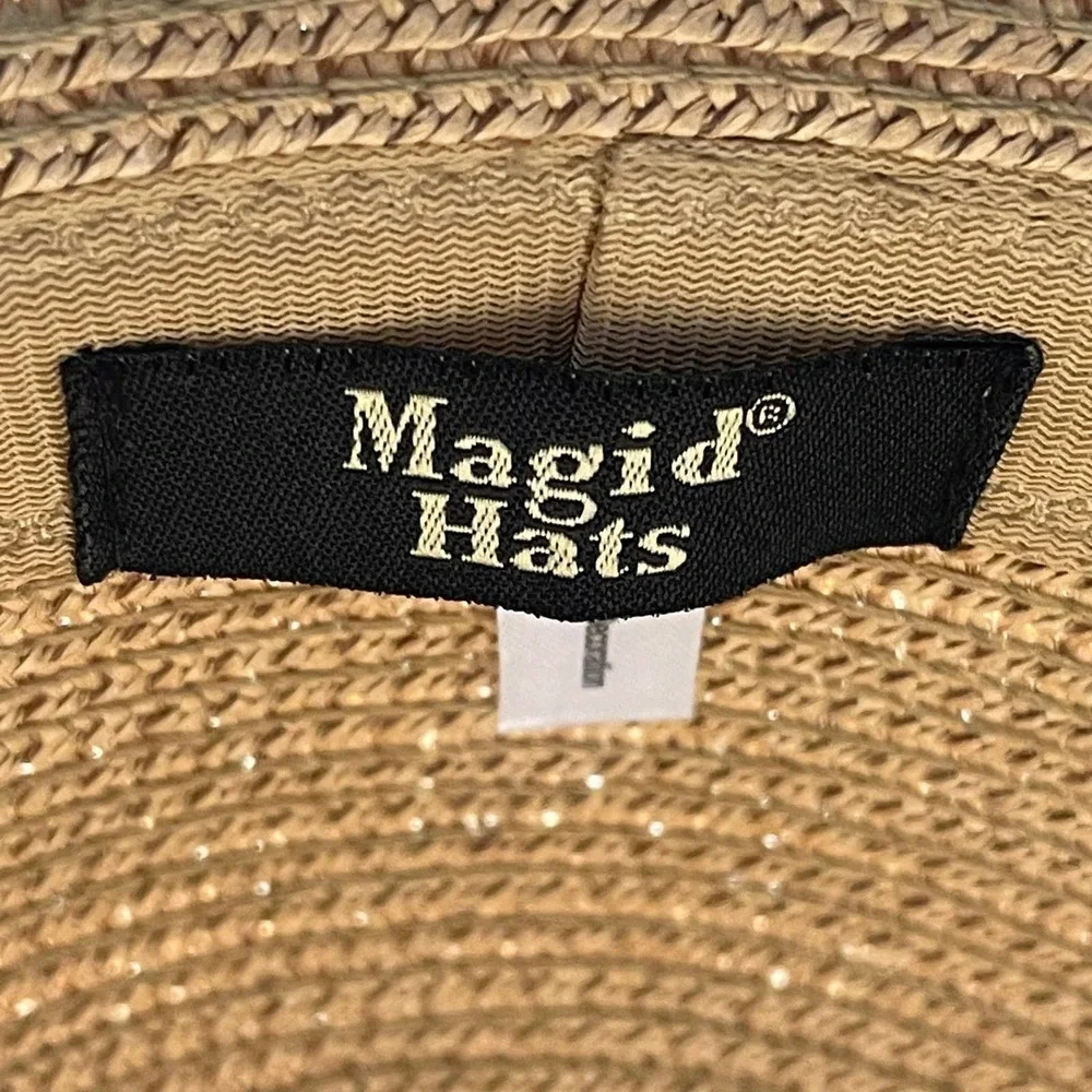 New Magid Hats Brown Black UPF 50+ Striped Straw Sun Hat One Size